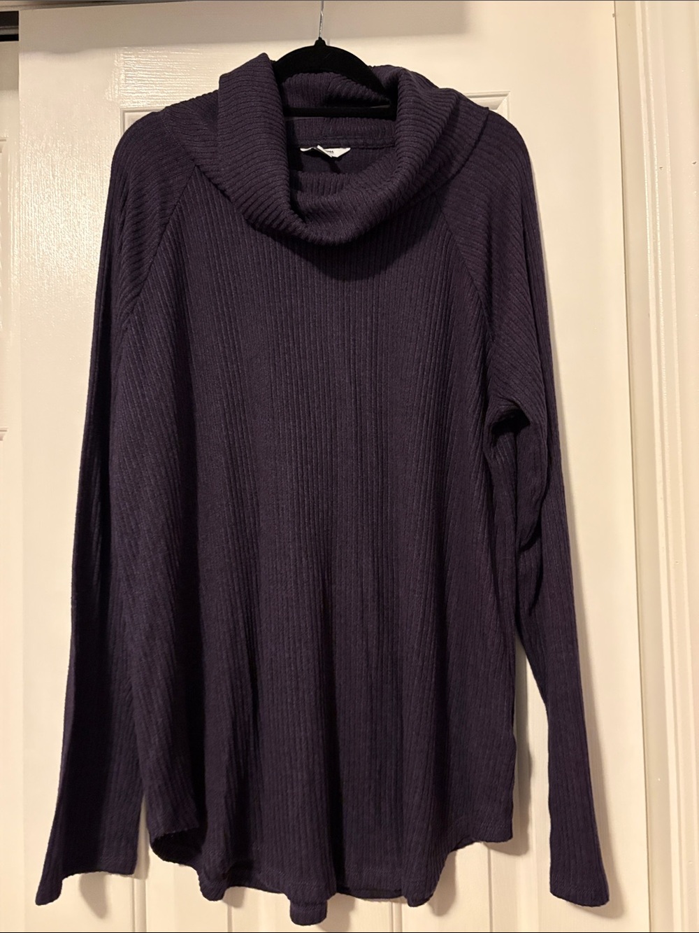 Sonoma Ribbed Cowl Neck Sweater in Deep Purple